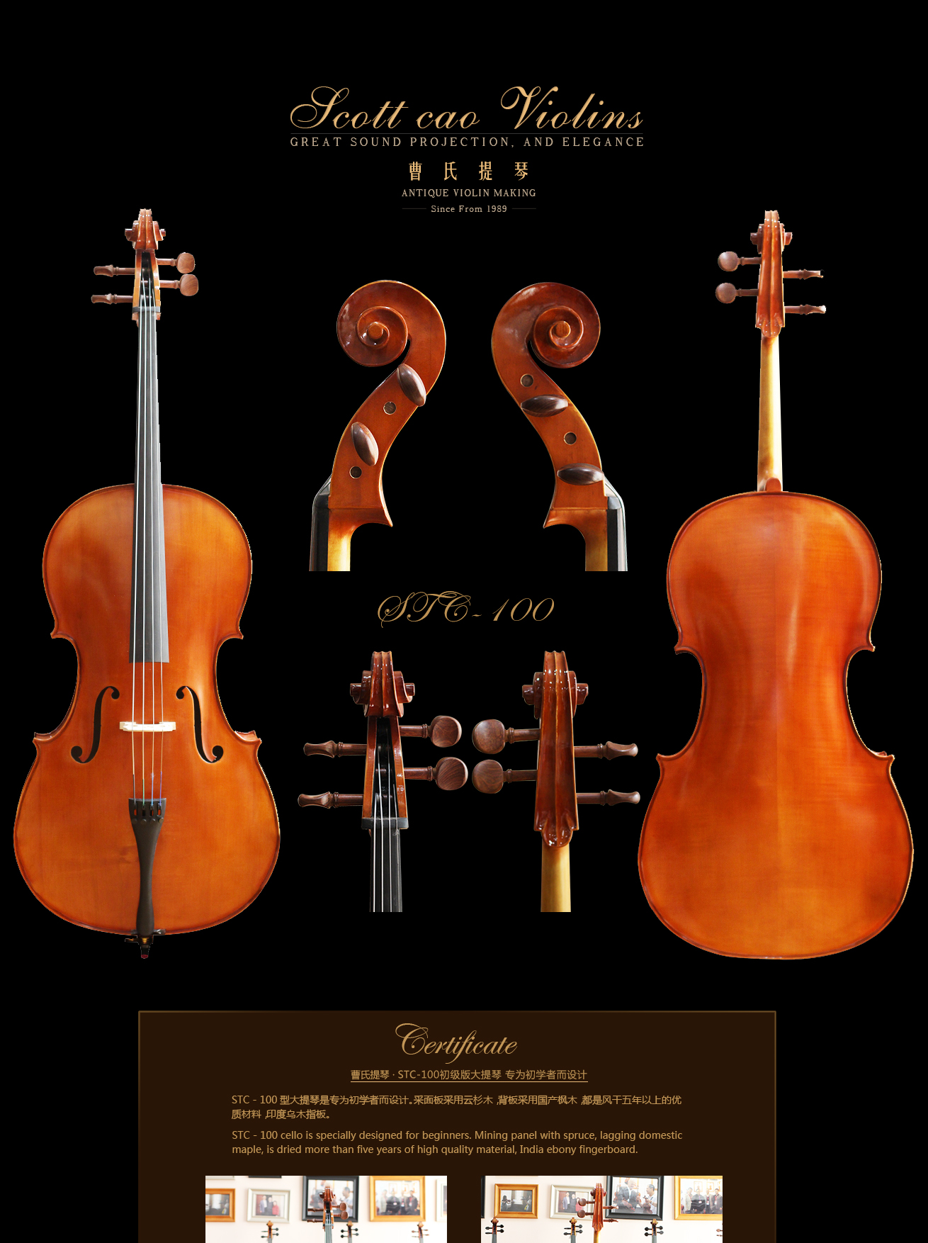 (已售)stc-100初级版大提琴乐器曹氏提琴初学者终身保养